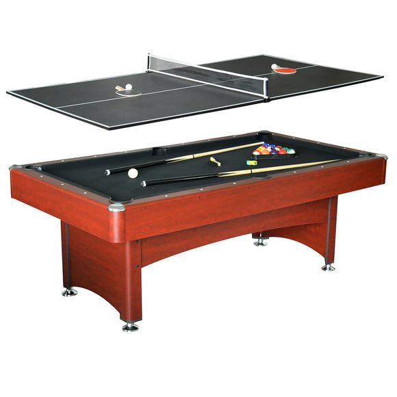 Bristol 7-ft Pool Table with Table Tennis Top - Dark Cherry with Black Felt